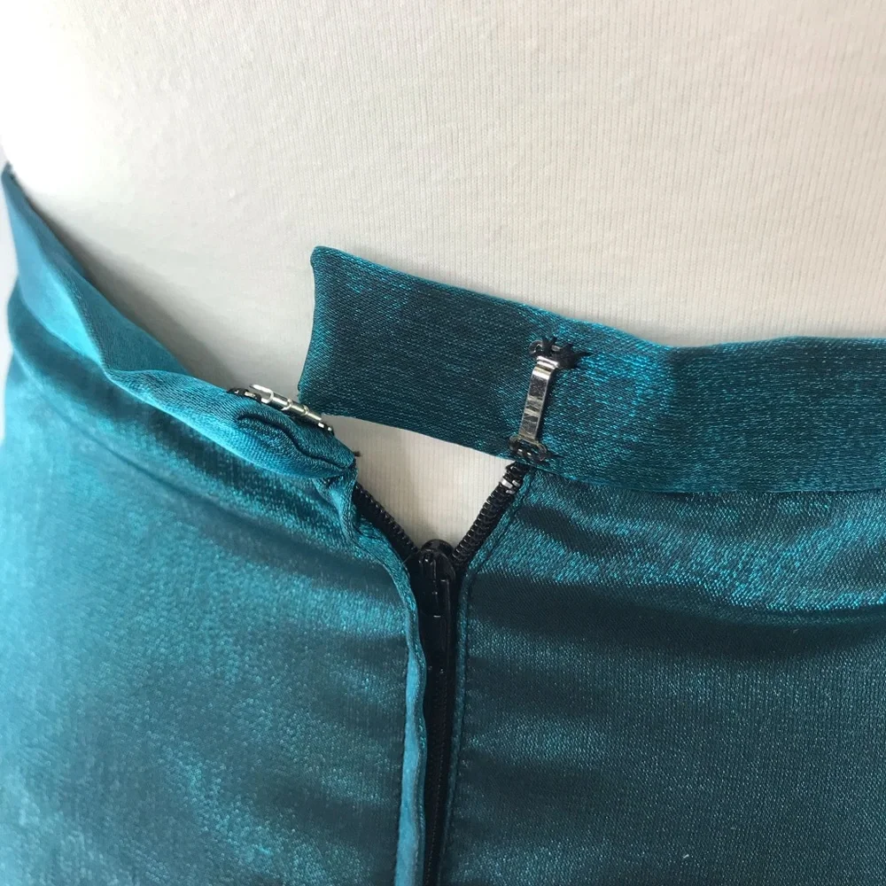 Eden Maids Teal Shimmer Two Piece Halter Maxi Dress Size 4